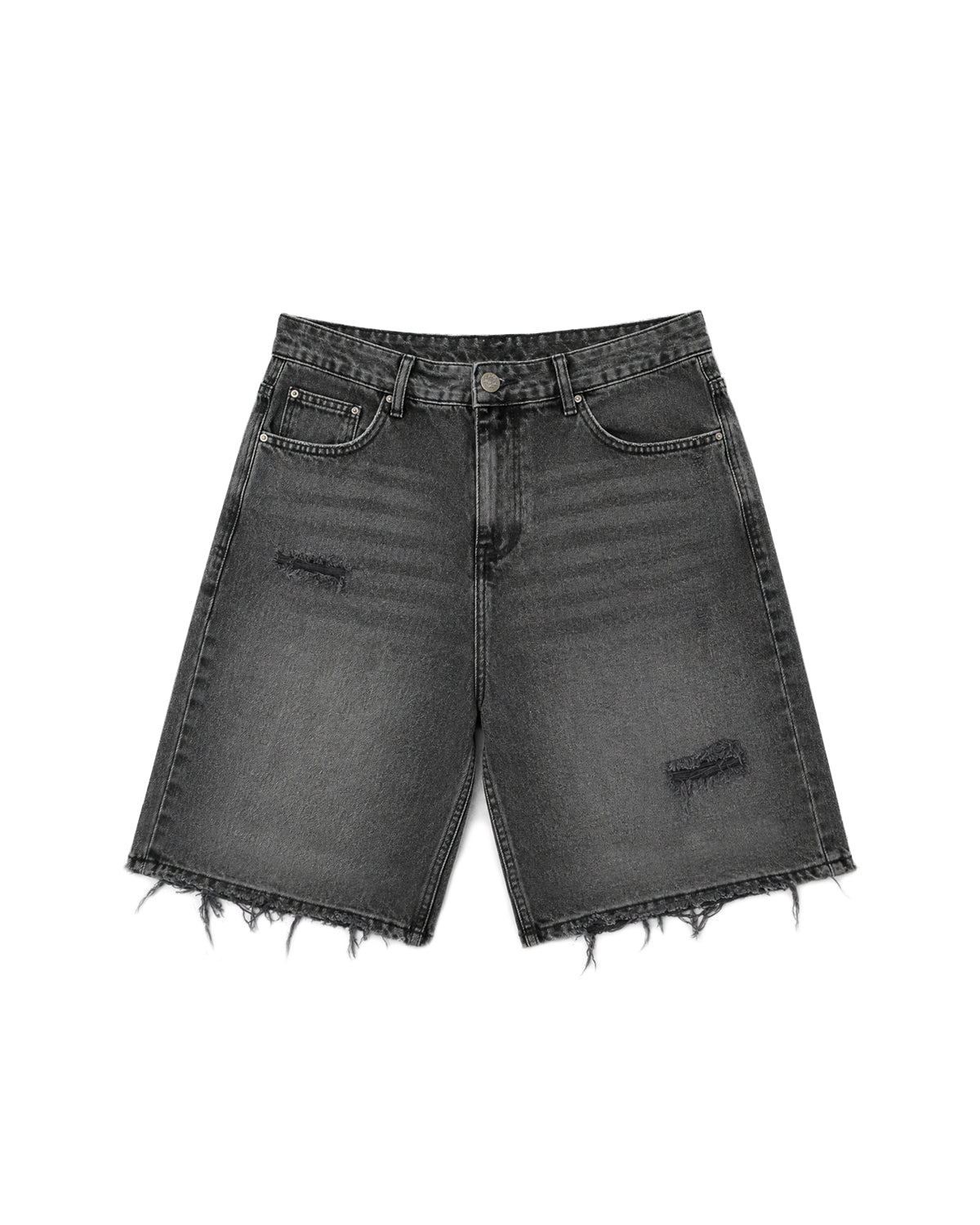 Distressed Denim Shorts (Washed Grey)