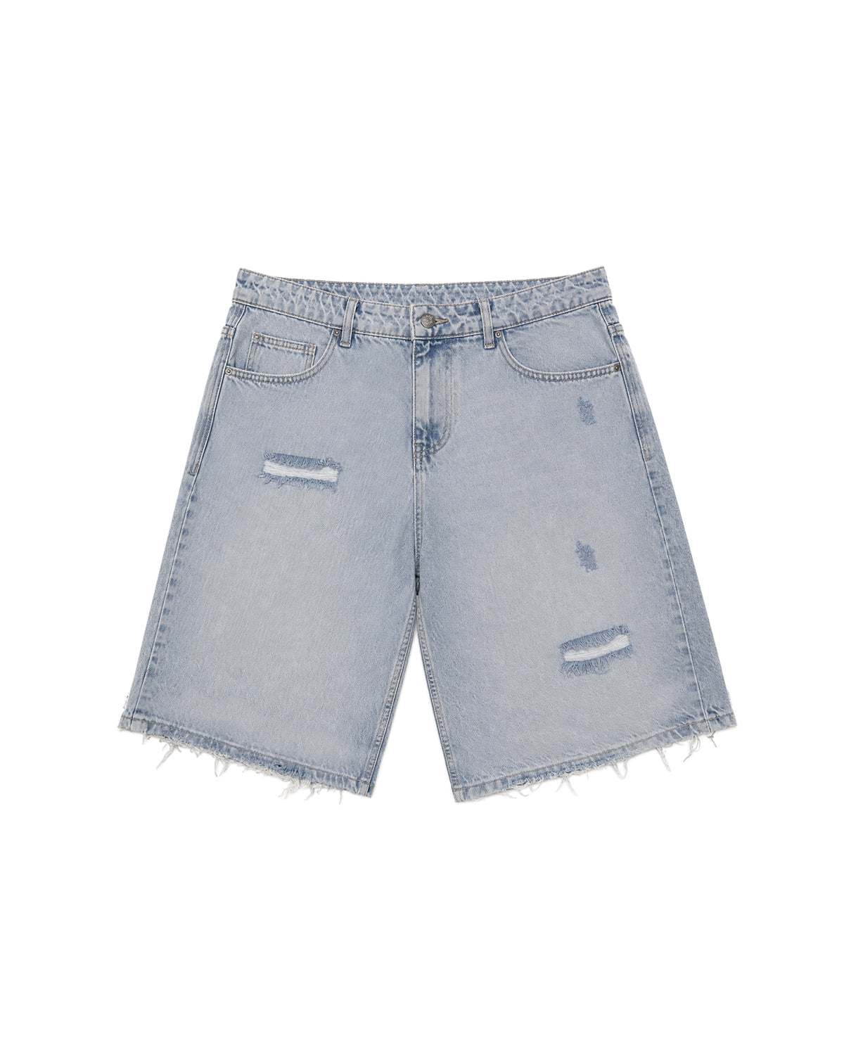 Distressed Denim Shorts (Washed Blue)