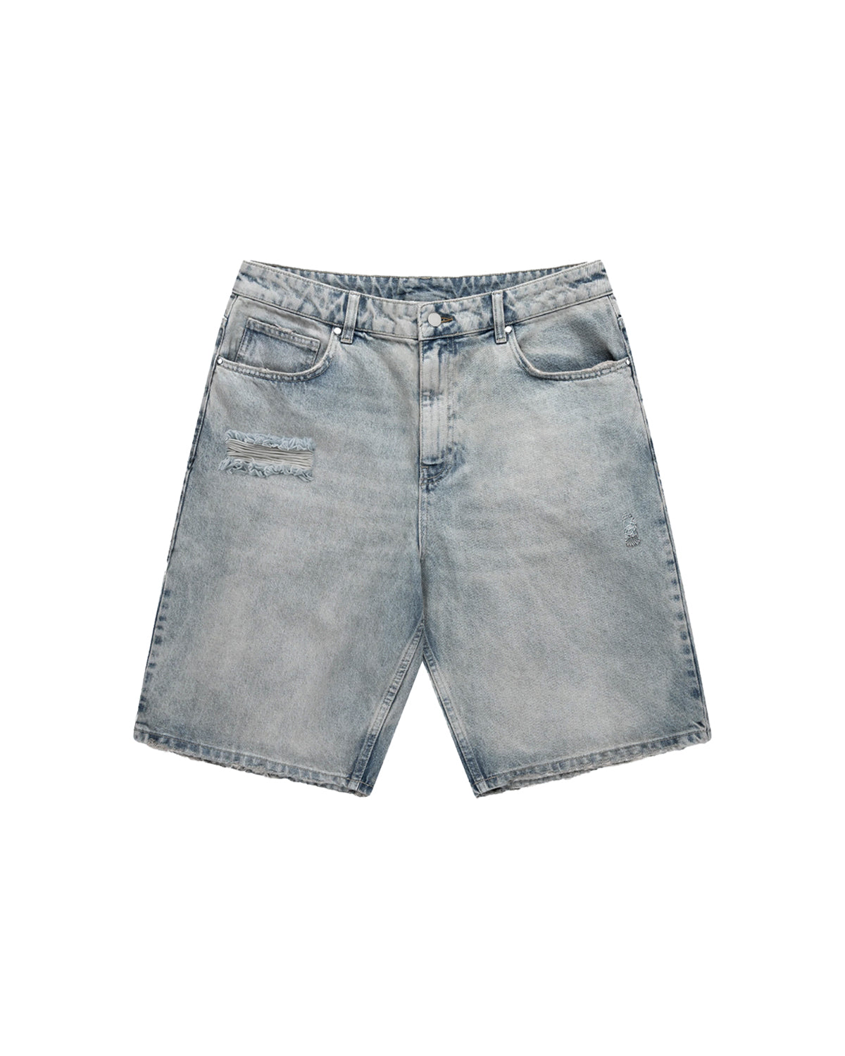 Distressed Denim Shorts (Washed Blue)