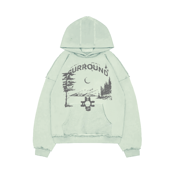 "LIGHT FOREST IN SILENCE" mint hoodie